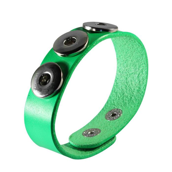 Lederarmband neon grün Buttons für Chunks Leder Schmuck Druckknöpfe Armbänder
