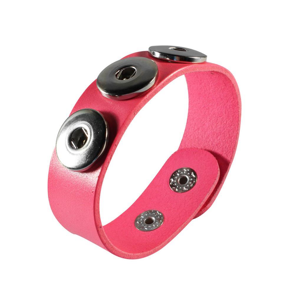 Lederarmband neon rosa Buttons für Chunks Leder Schmuck Druckknöpfe Armbänder