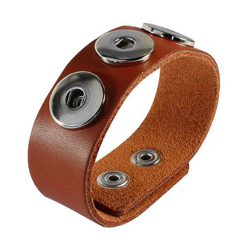 Lederarmband braun Buttons für Chunks Leder Schmuck Druckknöpfe Armbänder