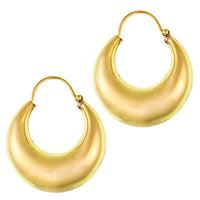 Load image into Gallery viewer, Ohrringe Creolen Sichel dick glänzend Messing Brass antik golden Tribal nickelfrei Piercing Bronze
