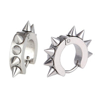 Load image into Gallery viewer, Edelstahl Creolen Ohrring silber Farben zacken Nieten 8 stk Klippverschluss
