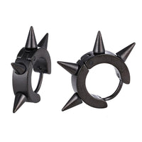 Load image into Gallery viewer, Edelstahl Creolen Ohrring schwarz zacken Nieten Klippverschluss
