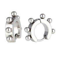 Load image into Gallery viewer, Edelstahl Creolen Ohrring silber Farben Kugeln Klippverschluss
