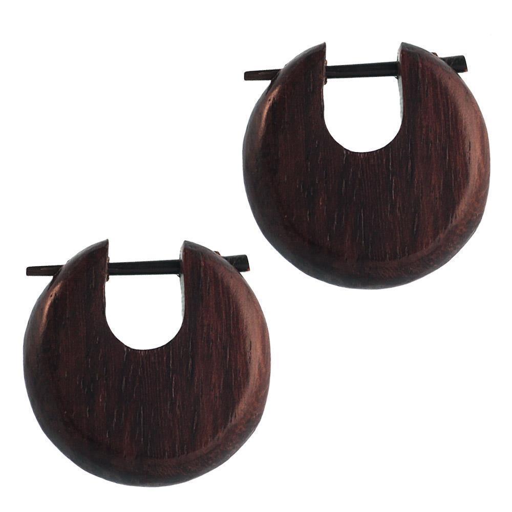Pin Creolen Holz rund tränenförmig Horn-Pin verschiedene Hölzer 23 mm unisex