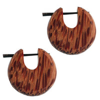 Cargar imagen en el visor de la galería, Pin Creolen Holz rund tränenförmig Horn-Pin verschiedene Hölzer 23 mm unisex
