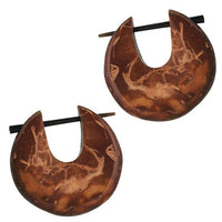 Cargar imagen en el visor de la galería, Pin Creolen Holz rund tränenförmig Horn-Pin verschiedene Hölzer 23 mm unisex
