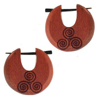 Cargar imagen en el visor de la galería, Holz Pin Creolen Sawoholz Horn-Pin 23 mm rund dunkle Gravur Motiv unisex
