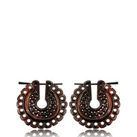 Cargar imagen en el visor de la galería, Holz Pin Creolen Narraholz Horn-Pin dunkelbraun gemasert handgefertigt groß
