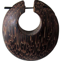 Load image into Gallery viewer, Holz Pin Creolen 48mm Horn-Pin Ohrringe Olivenholz Kokosnuss Handarbeit rund oval
