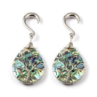 Cargar imagen en el visor de la galería, Ohrgewicht Piercing Hook Edelstahl Paua silber Baum
