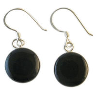 Load image into Gallery viewer, 12 mm Ø Ohrringe aus Onyx, Schwarz, rund, 925er Sterlingsilber-Bügel
