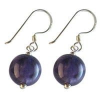 Load image into Gallery viewer, Ohrringe Lapis Lazuli rund blau gold 925er Sterlingsilber 10mm Ø
