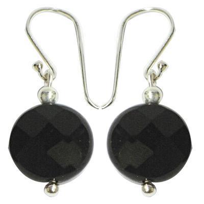 Elegante Ohrringe aus 925er Sterling Silber mit geschliffenen schwarzen Onyx-Scheiben, die als stilvolle Ohrhänger für Damen jedes Outfit veredeln.