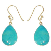 Load image into Gallery viewer, Damenohrringe mit türkisem Katzenauge, tropfenförmig, flach, mit 925er Sterlingsilberbügel
