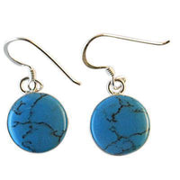 Cargar imagen en el visor de la galería, Türkis rund Damen Ohrringe 925er Sterlingsilber Fassung gemasert
