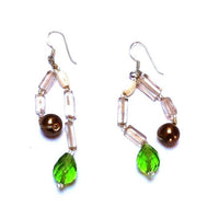 Load image into Gallery viewer, Damen Ohrringe Ohrhänger 925er Sterling Silber Perlen grün braun weiß
