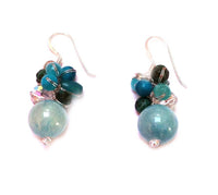 Load image into Gallery viewer, Damen Ohrringe Ohrhänger 925er Sterling Silber Perlen Steine türkis
