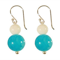 Cargar imagen en el visor de la galería, Perlenohrringe hellblau weiß Katzenauge 925er Sterlingsilber 20 mm lang Perlen
