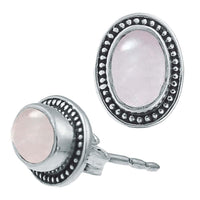 Cargar imagen en el visor de la galería, Ohrstecker weiß Mondstein oval, silber Rand Zopfmuster Rand Ohrringe 925er Sterlingsilber
