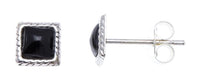 Cargar imagen en el visor de la galería, Ohrstecker Onyx Quadrat 6 mm Seilrand 925er Sterlingsilber schwarz unisex
