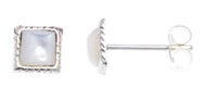 Cargar imagen en el visor de la galería, Ohrstecker Perlmutt Quadrat 6 mm Seilrand 925er Sterlingsilber weiß unisex
