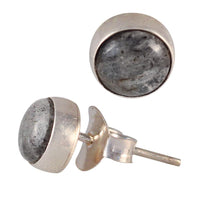Cargar imagen en el visor de la galería, Silberohrstecker Labradorit rund Silberfassung Damen Ohrstecker 925er Sterling Silber
