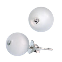 Load image into Gallery viewer, Ohrstecker Katzenauge weiß Kristallglas 925er Sterlingsilber Glitzer schillernd
