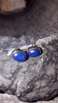 Load image into Gallery viewer, Silberohrstecker Lapislazuli 10 mm Ohrringe Ohrstecker Damen Ohrring Stecker 925er Sterling Silber

