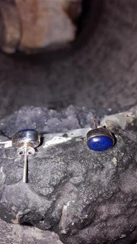 Load image into Gallery viewer, Silberohrstecker Lapislazuli 10 mm Ohrringe Ohrstecker Damen Ohrring Stecker 925er Sterling Silber
