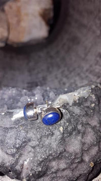 Load image into Gallery viewer, Silberohrstecker Lapislazuli 10 mm Ohrringe Ohrstecker Damen Ohrring Stecker 925er Sterling Silber
