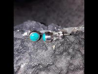 Load image into Gallery viewer, Silberohrstecker rund Türkis Ohrringe Ohrstecker Damen Ohrring Stecker 925er Sterling Silber
