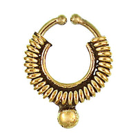 Cargar imagen en el visor de la galería, Septum Fake Piercing Nasenringe Spiralfeder Kugel Messing goldfarben nickelfrei antik exotisch Ohrring

