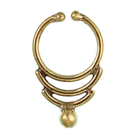 Load image into Gallery viewer, Septum Fake Piercing Nasenringe Bögen Kugel Messing goldfarben nickelfrei antik exotisch Ohrring
