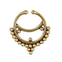 Cargar imagen en el visor de la galería, Nasenringe Fake Septum Sichel Punkte Messing antik golden nickelfrei Piercing Brass
