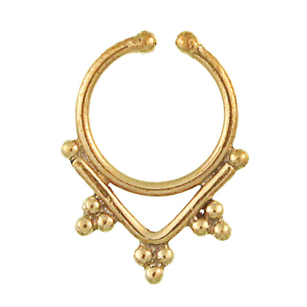 Fake Septum Piercing Nasenringe golden antik mit Bogen Dreieck Verzierung Brass
