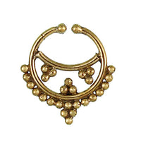 Load image into Gallery viewer, Septum Fake Piercing Nasenringe Punkte Sichel Spitzen Messing goldfarben nickelfrei antik Ohrring
