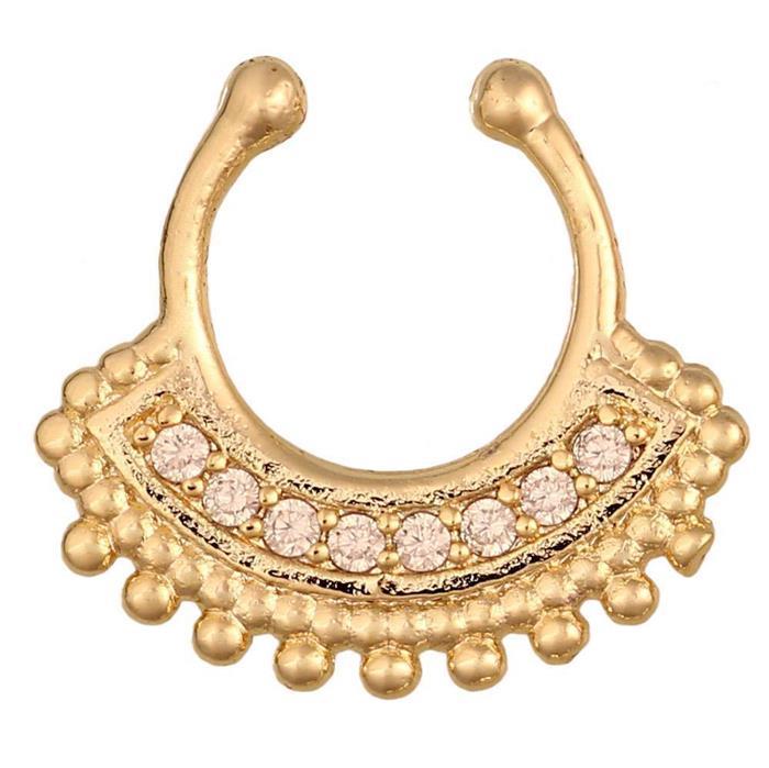 Fake Septum Piercing goldfarben Kreise Band Zirkonia Steine weiß Edelstahl