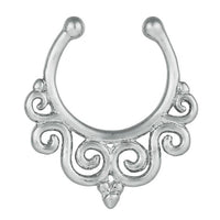 Cargar imagen en el visor de la galería, Fake Septum Piercing silberfarben Schörkel Spiralen Edelstahl
