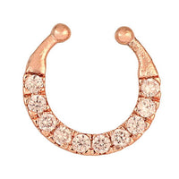 Cargar imagen en el visor de la galería, Fake Septum Piercing rosegold weiß Zirkonia Edelstahl
