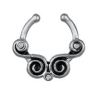 Cargar imagen en el visor de la galería, Fake Septum Piercing silberfarben zwei Schnörkel Spiralen Edelstahl
