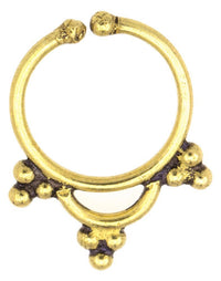 Cargar imagen en el visor de la galería, Septum Fake Piercing Nasenringe Bogen drei Spitzen Messing goldfarben antik exotisch
