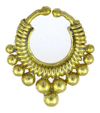 Cargar imagen en el visor de la galería, Septum Fake Piercing Nasenringe Kugeln Spiralfeder Messing goldfarben nickelfrei antik exotisch Ohrring
