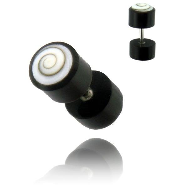 Fake Piercing Horn Plug schwarz Shivaauge Ohrstecker handgeschnitzt unisex 7mm