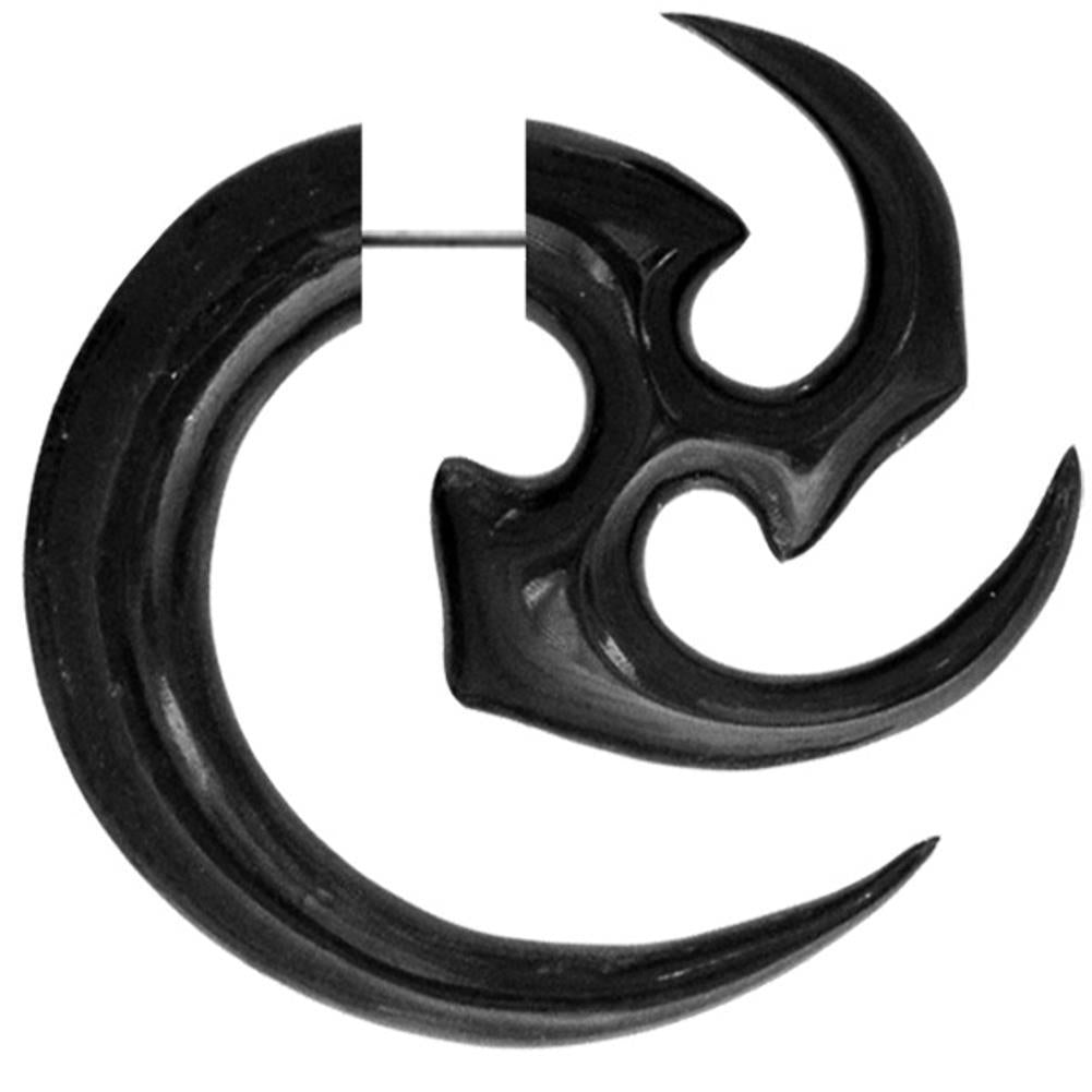 Buffalo Horn Fake Piercing, schwarze Klauenspirale, 6mm Durchmesser, Schraubverschluss, Ohrstecker, Ohrring, Ohrhänger