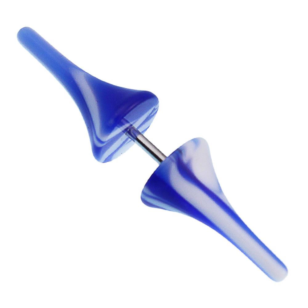 Fake Piercing Spikes mit blau-weißem Verlauf Kunststoff mit Edelstahl Stab 1mm