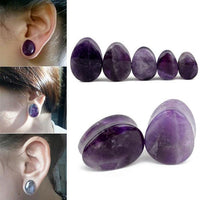 Cargar imagen en el visor de la galería, Amethyst Stein Flesh Plug Träne double flared lila
