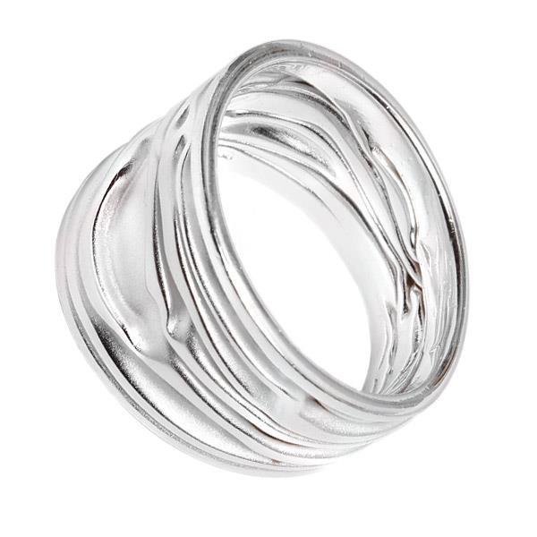 Silberring Weiß Rillen Stoff Muster 925 Sterling Silber Ringe