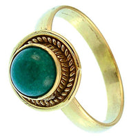 Load image into Gallery viewer, Messing Ringe Onyx grün rund Zopf Rand antik golden nickelfrei Tribal Schmuck Steinringe

