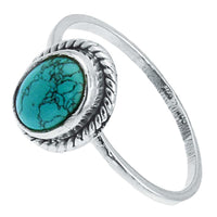 Load image into Gallery viewer, Silber Ring Türkis 8 mm oval Zopf Rand 925 Sterling
