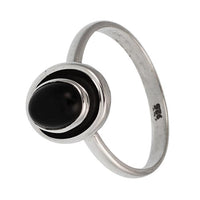 Load image into Gallery viewer, Silberring Onyx schwarz 7 mm oval Stein Rand 925er Sterling Silber Ringe Schmuck
